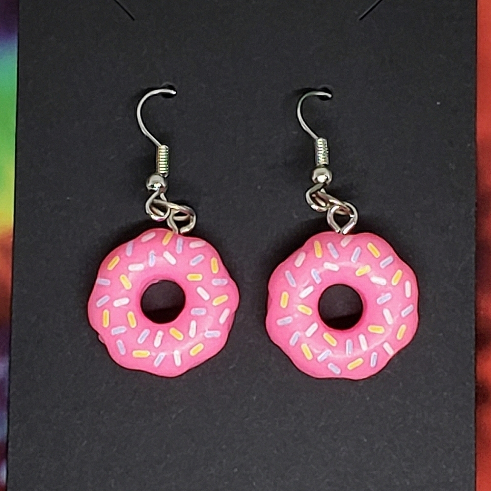 Handmade Pink Sprinkle Donut Earrings
